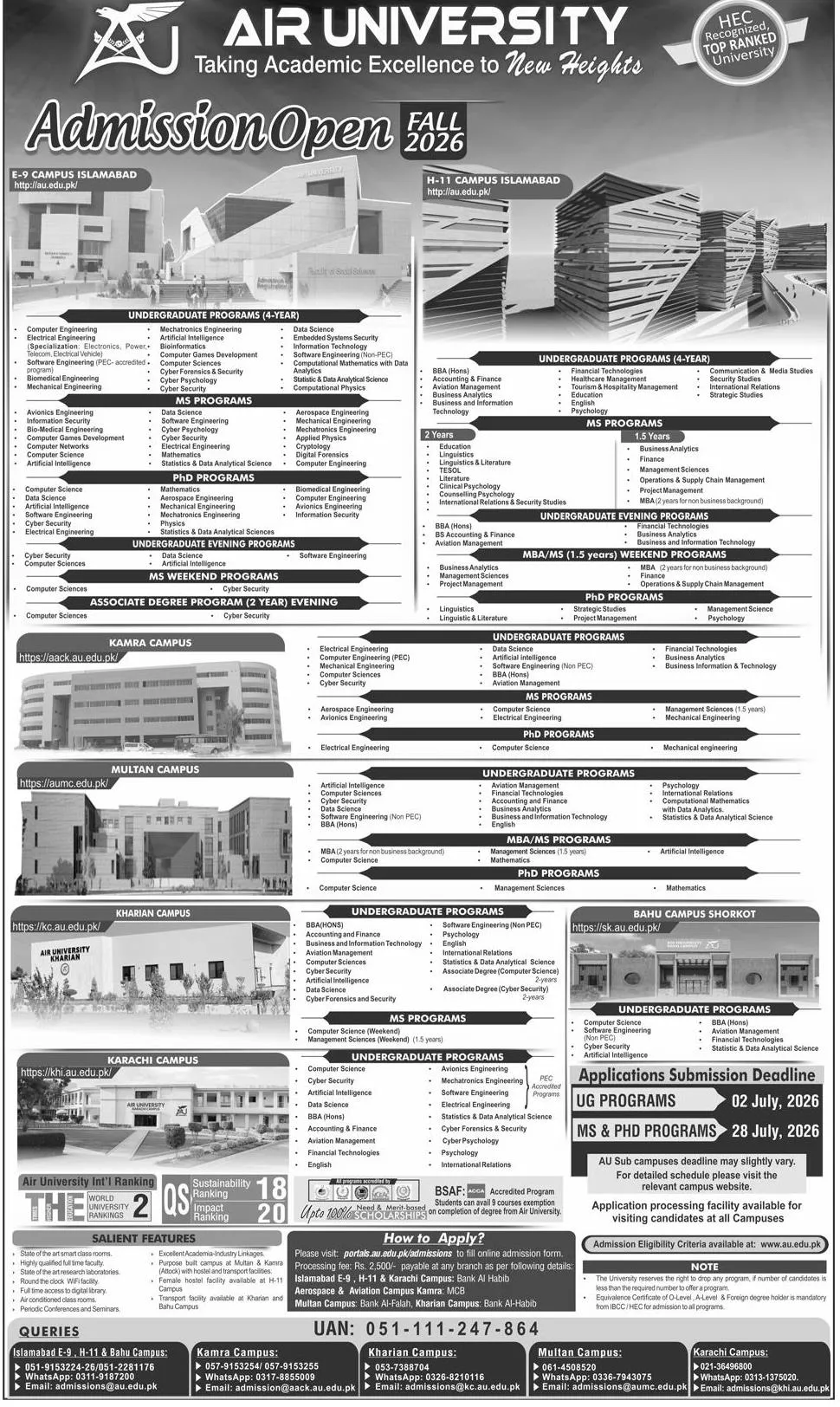 Air University Islamabad Admission 2026 1 Air University