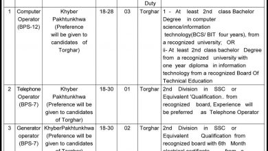 Deputy Commissioner Office Torghar KPK Jobs 2014 Last Date