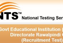 Federal Government Educational Institutions Rawalpindi Jobs 2015 NTS Form,