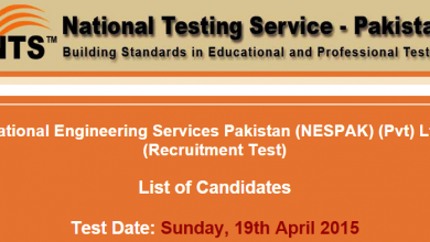NESPAK NTS Test Result 2015 19th April Answer Keys