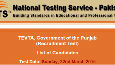 TEVTA Punjab NTS Test Result 2015 Instructors 22nd March Answers Key