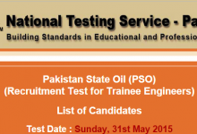 PSO Trainee Engineer NTS Test Result 2015 Pakistan State Oil Check Online