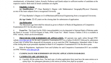 FPSC Jobs 2015 Assistant Director Survey Of Pakistan Apply Online, Last Date