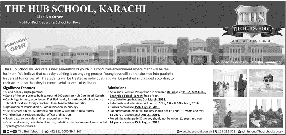 The Hub School Karachi Admission 2026 Form, Date, Fee