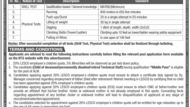 LESCO Jobs 2026 Lahore Latest Advertisement 7 LESCO Jobs 2026 Lahore Latest Advertisement NTS Form Online