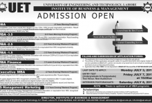 UET MBA Admission Criteria Procedure Form and Schedule 2026