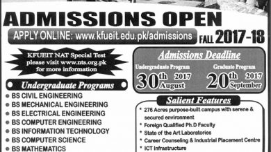 Khawaja Fareed Engineering University Admissions 2026 BSc Form Date