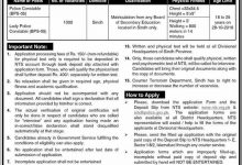 CTD Karachi Constable Jobs 2016 Sindh Police Male/ Female NTS Form