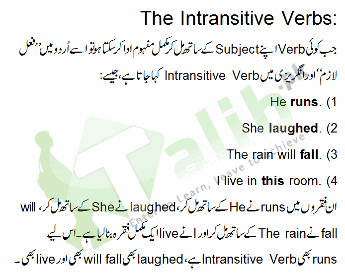 Transitive Verb and Intransitive Verb Definition and Examples in Urdu