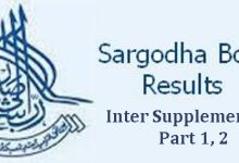 Sargodha Board Inter Supplementary Result 2026
