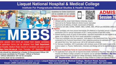 Liaquat National Medical College Admission 2026-19 Requirements Dates