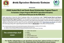 PAK USAID Scholarship 2026 Sindh Agriculture University