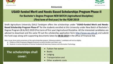 PAK USAID Scholarship 2026 Sindh Agriculture University
