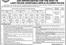 Sindh Police Lady Constable November Jobs 2026 Application Form, Last Date