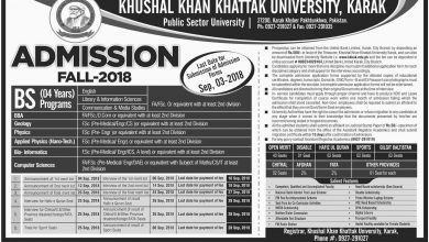 Khushal Khan Khattak University Karak Admissions 2026 Form, Merit List