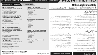 University Gujrat Hafiz Hayat Campus Admission 2026 Spring Form Last Date