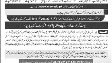 Govt MAO College Lahore Ma/ Msc Admission 2026 Form, Last Date