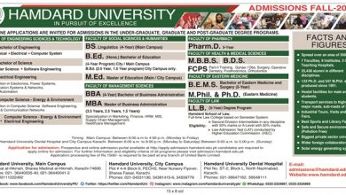 Hamdard University MBBS, BDS Admission 2026 Form, Entry Test Date