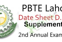 PBTE D.Com Supply Date Sheet 2026 Part 1 2 Download Online PDF