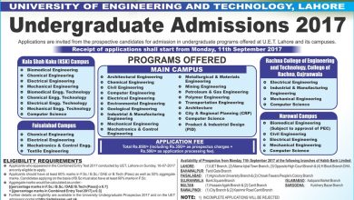 UET Kala Shah Kaku Admission 2026 Undergraduate Form, Last Date, Merit List
