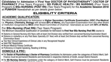 PUMHS Nawabshah Admission 2026-19 Form, Last Date, Entry Test Resul