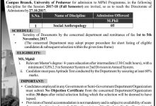 University Of Peshawar M.Phil Admission 2026 Fall Session Form, Last Date