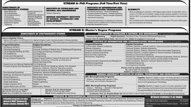 Mehran University Postgraduate Admission 2026 PhD, MS Online Form, Last Date