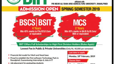 BIIT Spring Admissions 2026 Form Last Date Entry Test Schedule