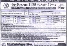 Punjab Emergency Service Rescue 1122 Jobs 2026