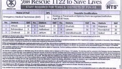 Punjab Emergency Service Rescue 1122 Jobs 2026