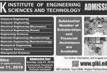 GIKI University BS Engineering Admission 2026