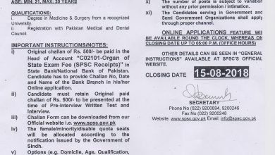 SPSC Jobs In Health Department 2026 Apply Online Form, Last Date