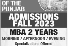 PUHCBF MBA Admissions 2026 Hailey College 2 Admission Advertisement for MBA