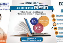 SZABIST Islamabad Admissions Spring 2026