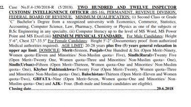 FPSC Custom Inspector Result 2026 Date www.fpsc.gov.pk