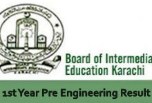Karachi Board First Year Pre Engineering Result 2026