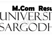 University Of Sargodha M.Com Result 2026