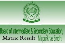 BISE Mirpurkhas 9th, 10th Class Result 2026 Online