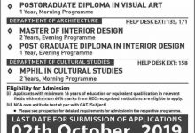 NCA Admissions 2026 Lahore And Rawalpindi Campus