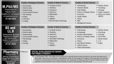 Quaid-i-Azam University Islamabad MS/M.Phil, PhD Admissions 2026