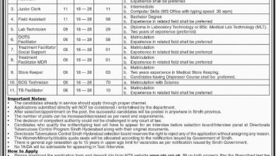 TB Control Program Sindh Jobs NTS Roll Number Slip 2026 Test Date