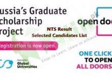 Russian Scholarship Program 2026-2020 NTS Result, Selected List