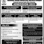 National Textile University Karachi Campus Admission 2026 9 National Textile University Karachi Campus Admission 2026