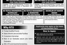 National Textile University Karachi Campus Admission 2026