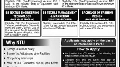 National Textile University Karachi Campus Admission 2026 8 National Textile University Karachi Campus Admission 2026