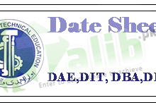 Sindh Board of Technical Education SBTE Date Sheet 2026 DAE, DBA, D.Com, DIT