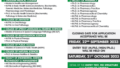 Ziauddin University Postgraduate Admissions 2026 8 Ziauddin University Postgraduate Admissions 2026