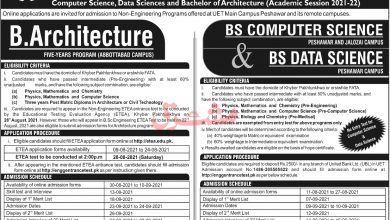 UET Peshawar ETEA Test 2026 Dates For BS Computer, Architecture 8 UET Peshawar ETEA Test 2026 Dates For BS Computer, Architecture