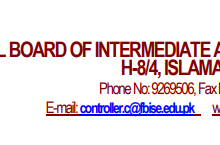 FBISE HSSC Supplementary Admission Form 2026 Last Date Fee Schedule