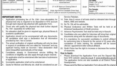 Sindh Police Head Constable Jobs 2026 Wireless Operator NTS Form Last Date